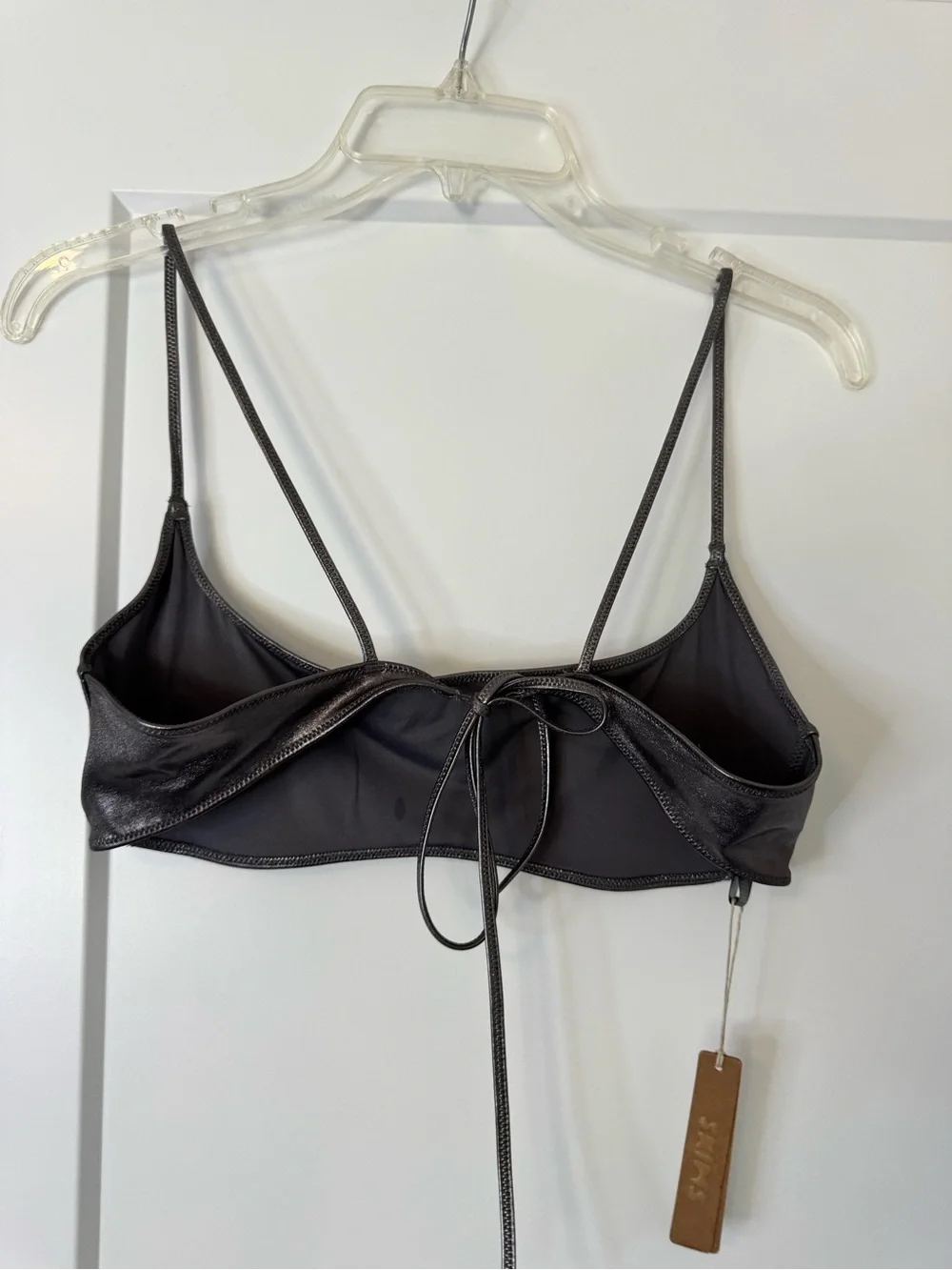 SKIMS Metallic Micro Scoop Bikini Top